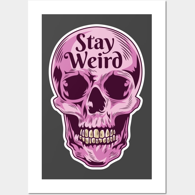 Stay Weird Pastel Goth Girl Emo Pink Skull for Teens Kawaii Wall Art by Blink_Imprints10